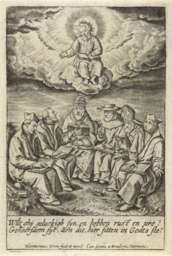 Adoration of the Christ Child by clergy
