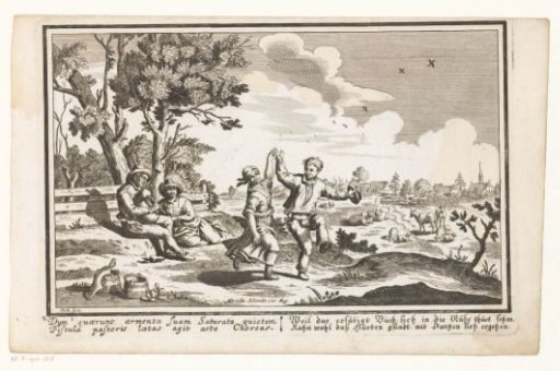 Landscape with a Group Dancing to the Music of a Bagpipe