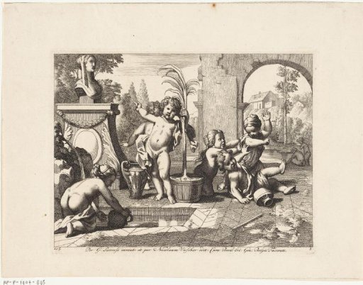 Putto at a palm tree