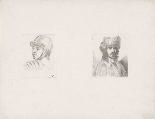 Soldier and man with fur cap