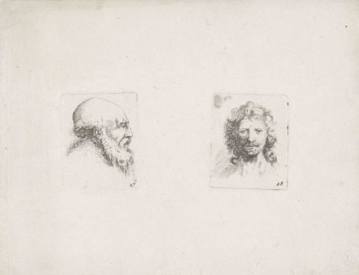Old man with beard and young man with curls
