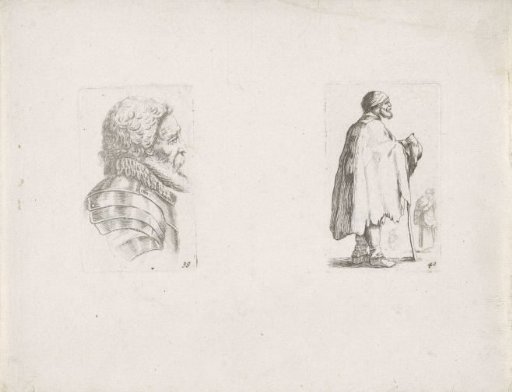 Soldier with beard and beggar