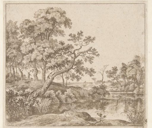 Landscape with a hanging tree by the water
