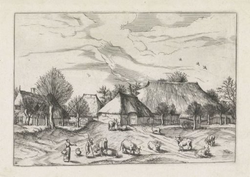 Landscape with farmhouses and a shepherd