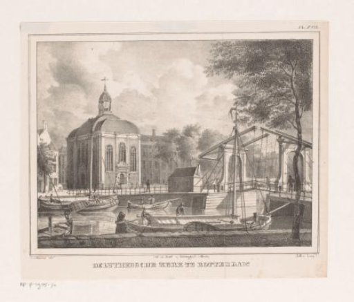 View of the canal and the Lutheran Church in Rotterdam