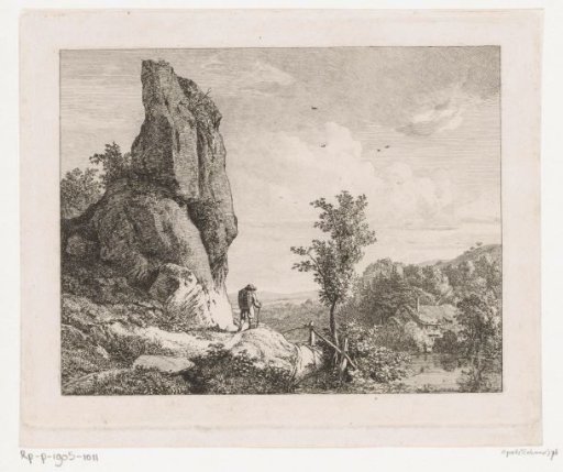 Mountain landscape with a traveller