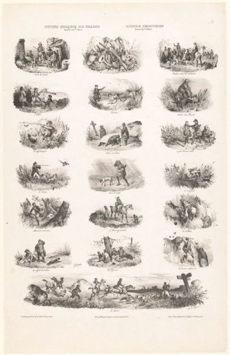 Nineteen hunting scenes