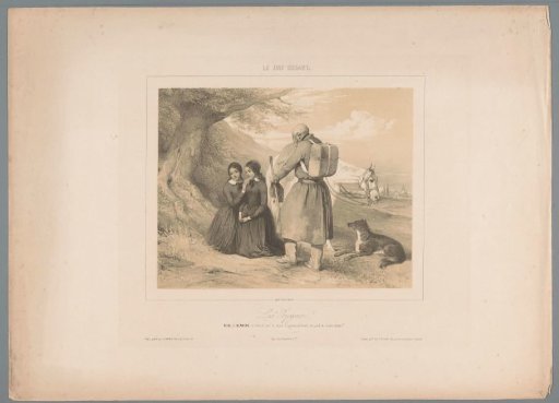 Orphan girls Rose and Blanche on the road with their guardian Dagobert