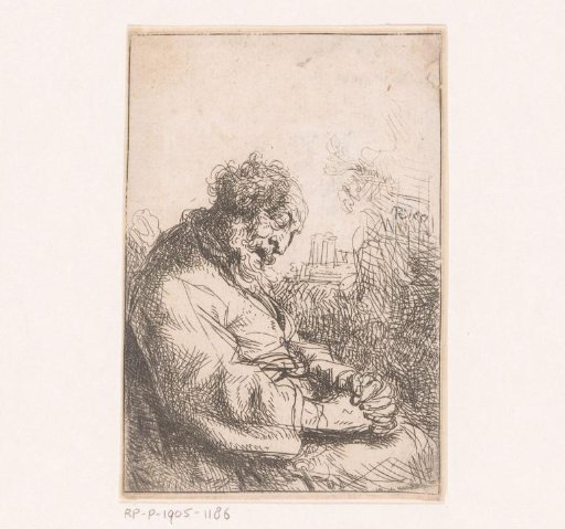 Sleeping Old Man in a Chair