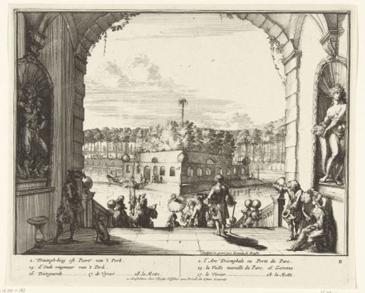 Gate and pond in the Park of Enghien