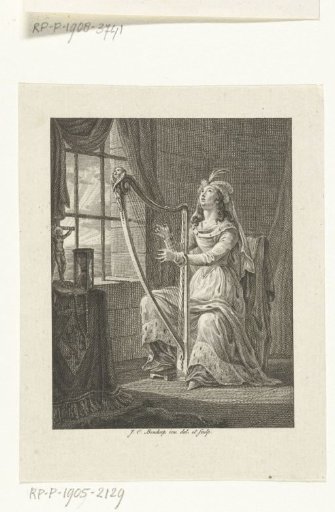 Ada, Countess of Holland, playing the harp during captivity on Texel in 1203