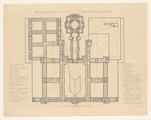 Plan of the foundation and cellars of the Hotel des Invalides in Paris