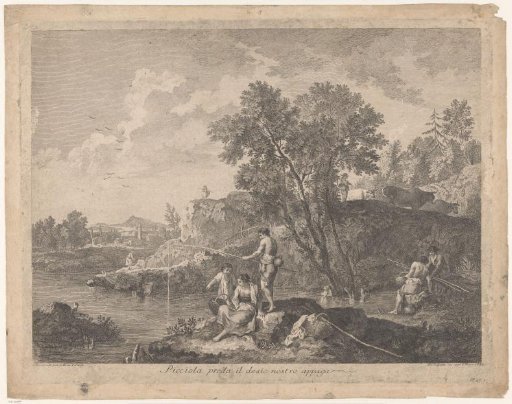 Landscape with a fisherman. After F. Zuccarelli