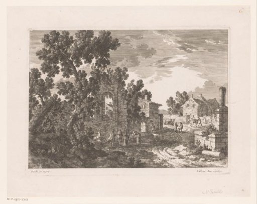 Village view with ruins