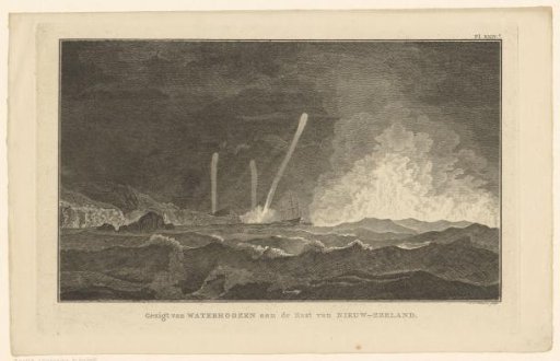 View of water spouts on the coast of New Zealand