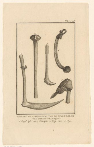 Weapons and tools made by the original inhabitants of New Caledonia