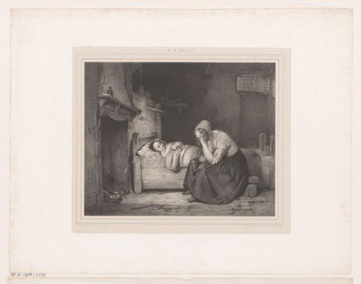 Weeping Woman Beside a Sick Child
