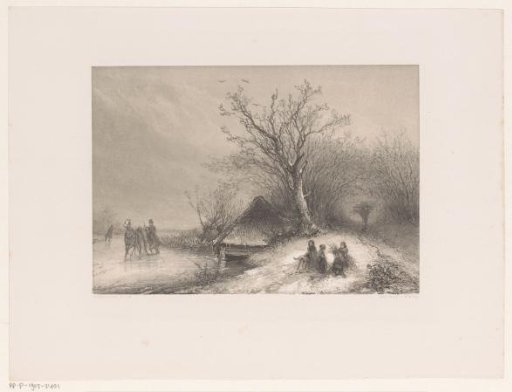 Winter view with a sledge on the ice