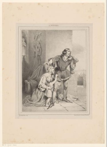 Albrecht Beiling bidding farewell to his wife and child