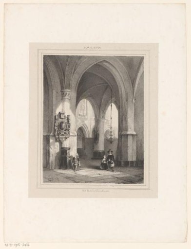 Church Interior with Three Figures