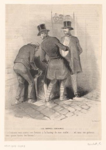 Man splashing water on a gentleman's trousers