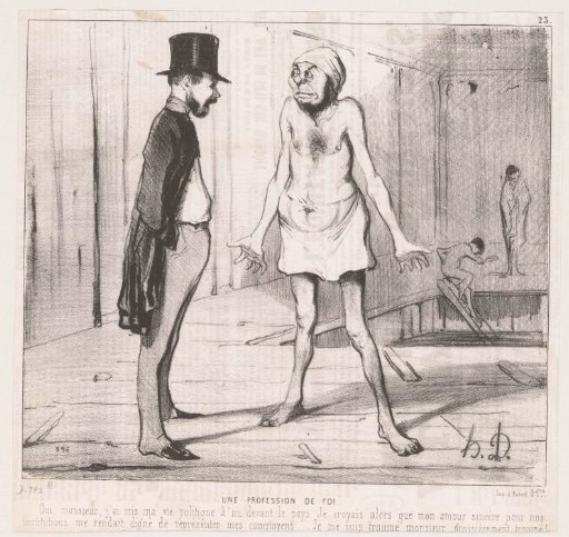 Man in swimming trunks speaks to clothed man