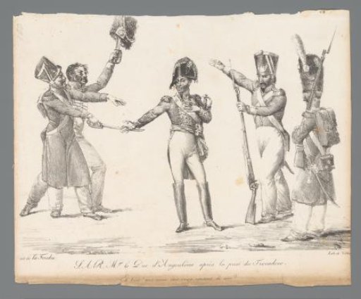 Louis Antoine of Bourbon with four followers