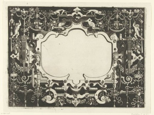Cartouche with Two Monkeys and a Garland on Top