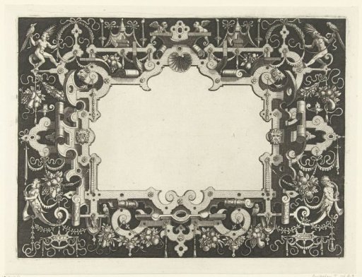 Cartouche with Scrollwork Ending in Hermae at the Bottom
