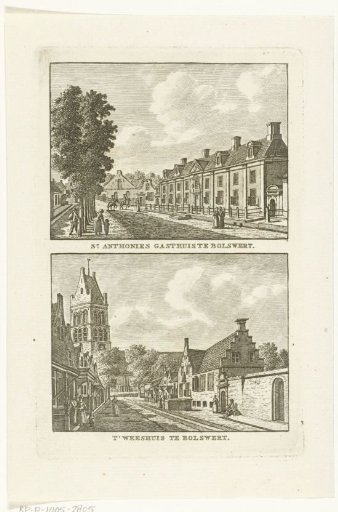 Two village views at Bolsward: Saint Anthony's Hospital and Orphanage