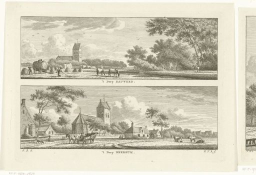 Two views of the villages of Rauwerd and Deersum