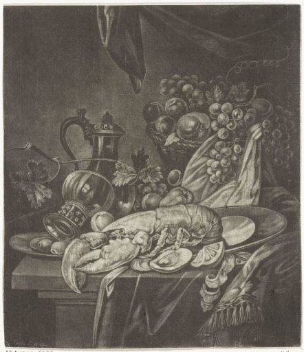 Still life with lobster and oysters