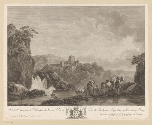 Mountain landscape with shepherds