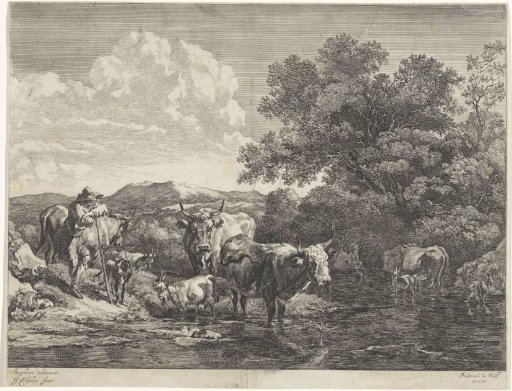 Shepherd Leaning on His Staff at a Ford