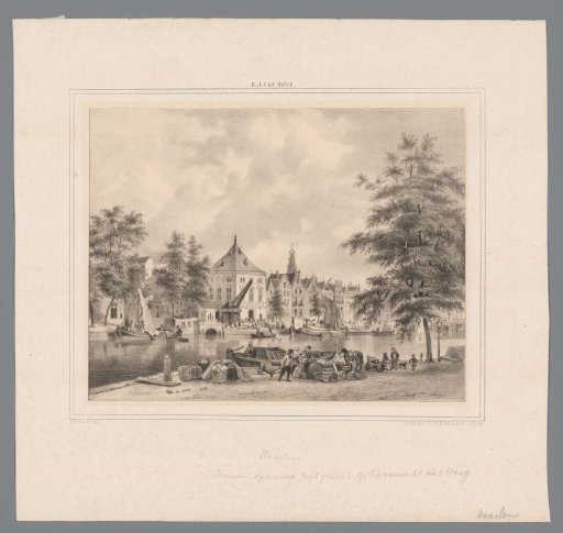City view of the Spaarne and the Waag in Haarlem