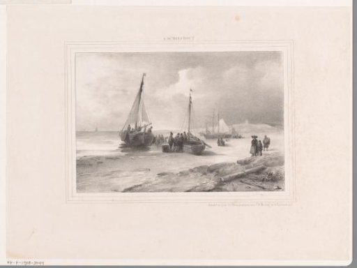 Fishermen and Bomschuiten on the Beach