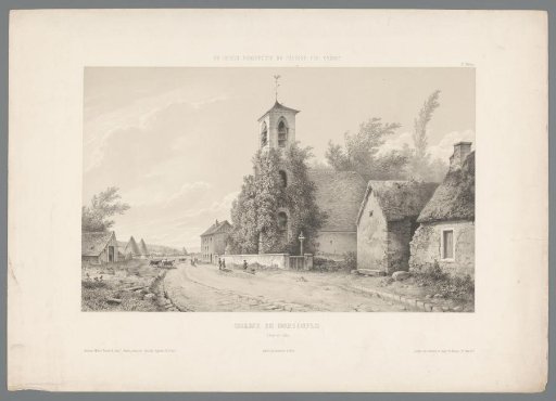 Street with church and houses in Bondoufle