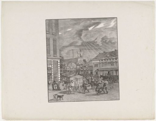 View of the Fair on the Botermarkt with the Regulierswaag in Amsterdam