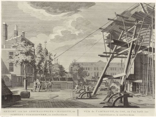 View of the Admiralty Shipyard and 's Lands Zeemagazijn (Admiralty Magazine) in Amsterdam