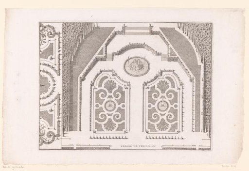 Plan of garden in Versailles with the Latona Fountain