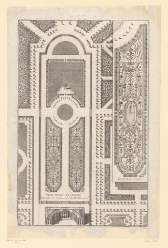 Plan of garden with lawns and ponds