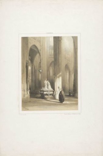 Church Interior with a Clergyman and a Tomb