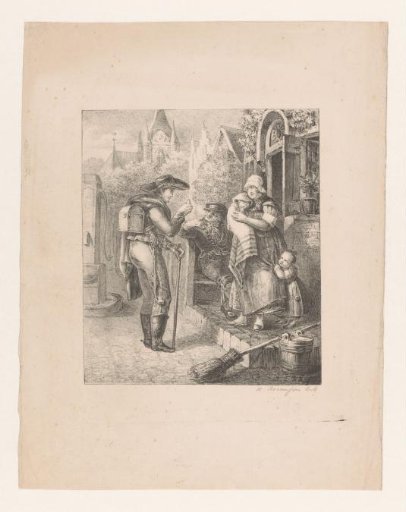 Peddler with woman and child