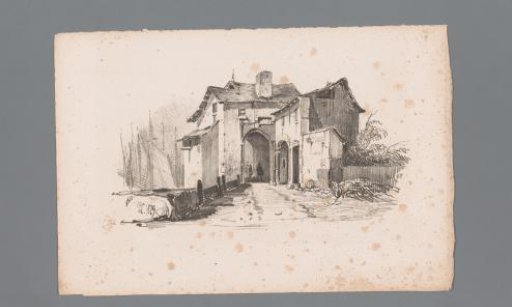 View of a building with a gate near a harbour