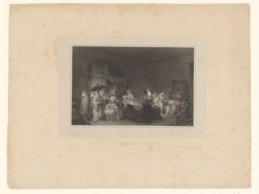 Figures preparing for a masked ball