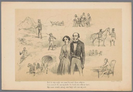 Married couple surrounded by events from the past