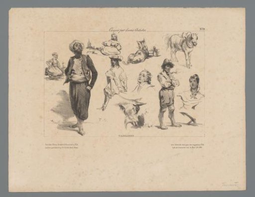 Standing Man with Turban and Several Other Representations of Persons and Animals