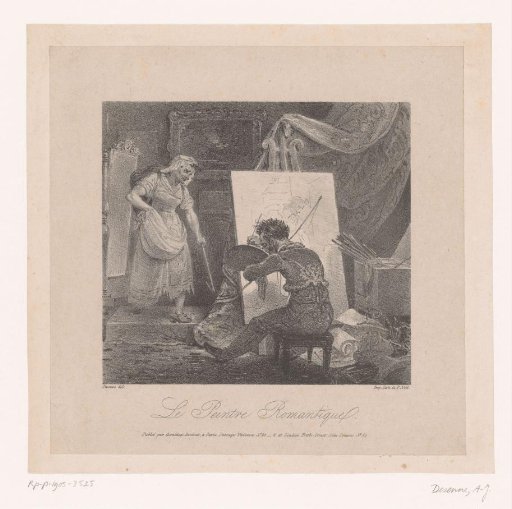 Artist painting his model in the studio