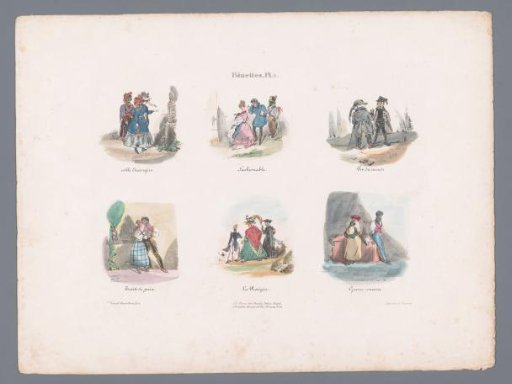 Six scenes with various figures