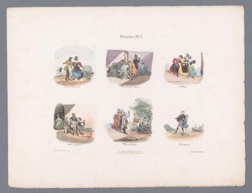 Six scenes with various figures